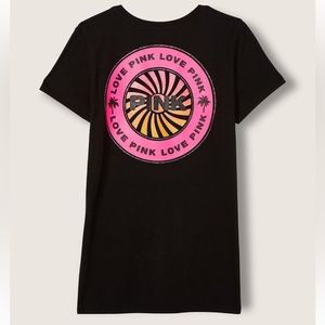 New Victoria’s Secret Pink Tropical Swirl Rhinestone Logo Shirt